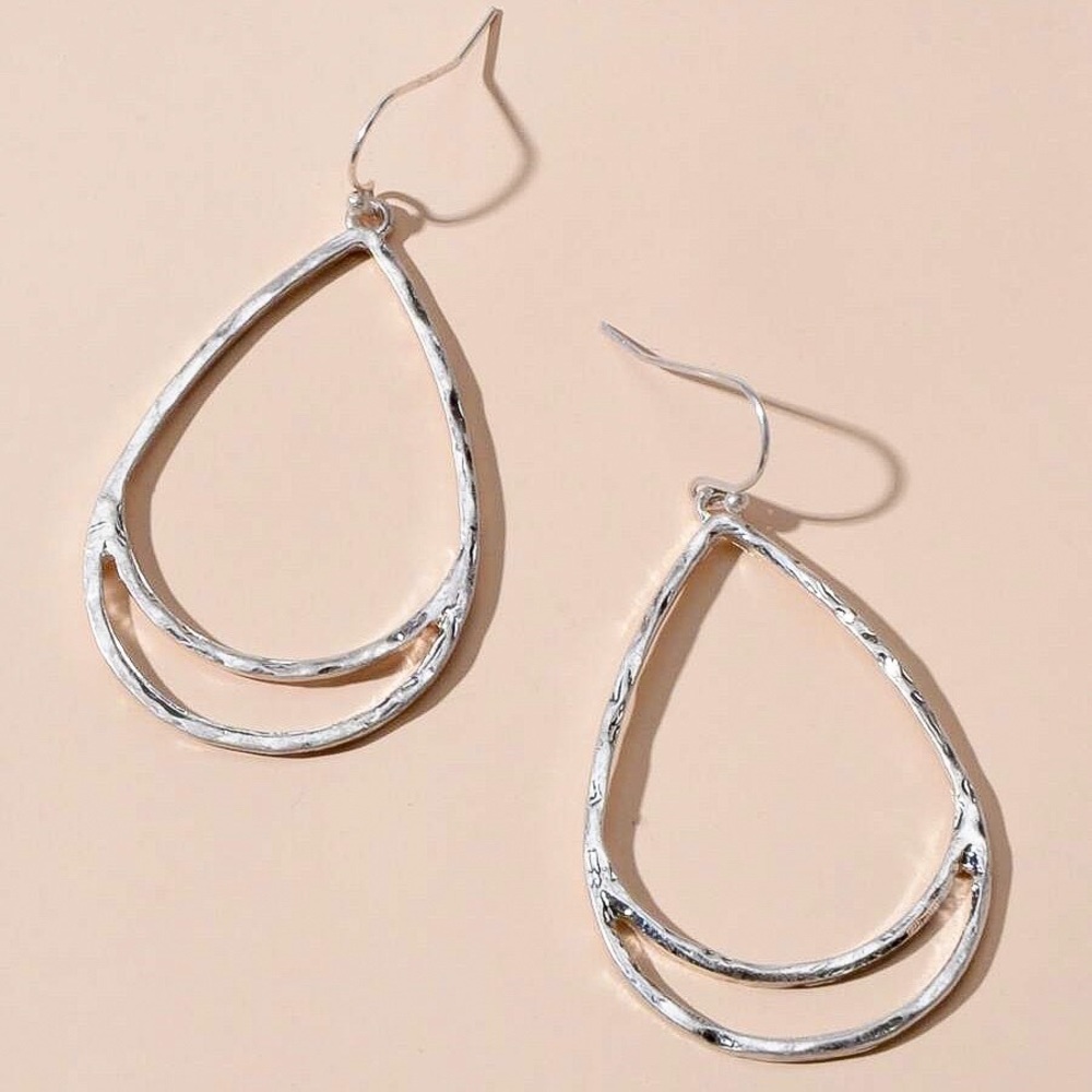 2/$20! Silver Pear-Shaped Boho Earrings - Picture 4 of 6